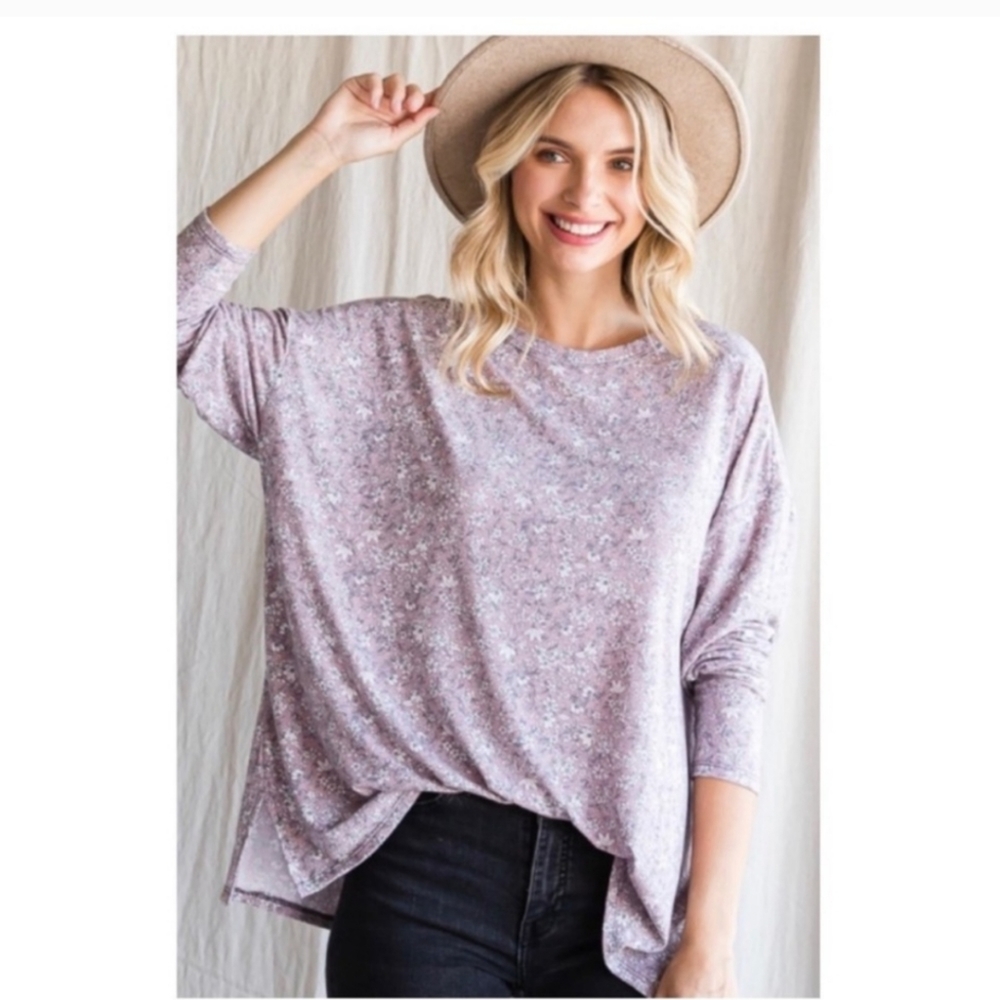 Hopely Lavender Floral Blouse Size Varies